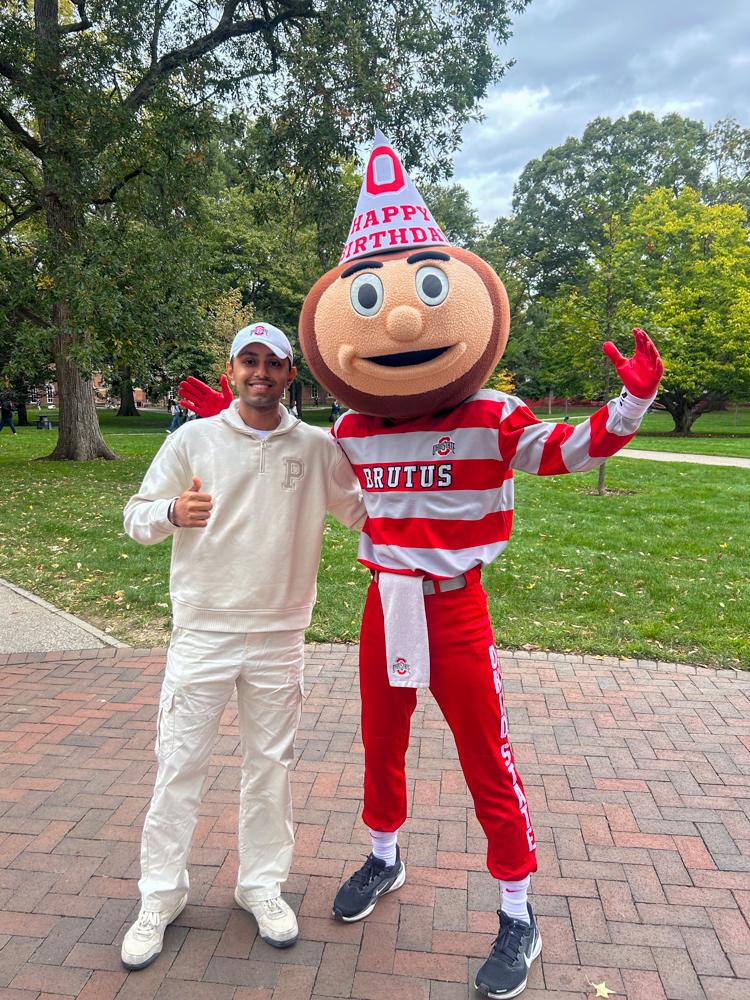 Divjot Saini with Brutus Buckeye on The Oval